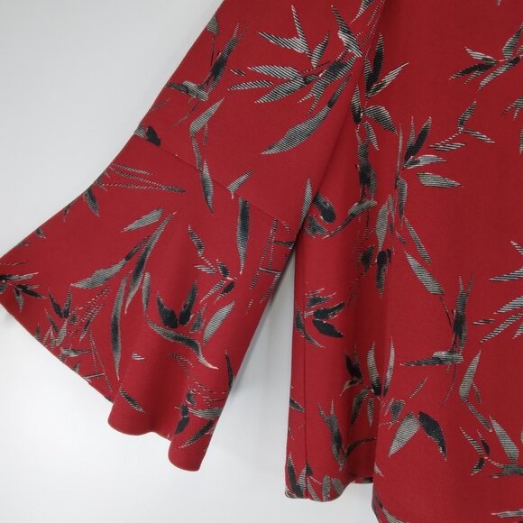 Veronika Maine Bell Sleeve Round Neck Red Top Size 14 - Picture 3 of 9